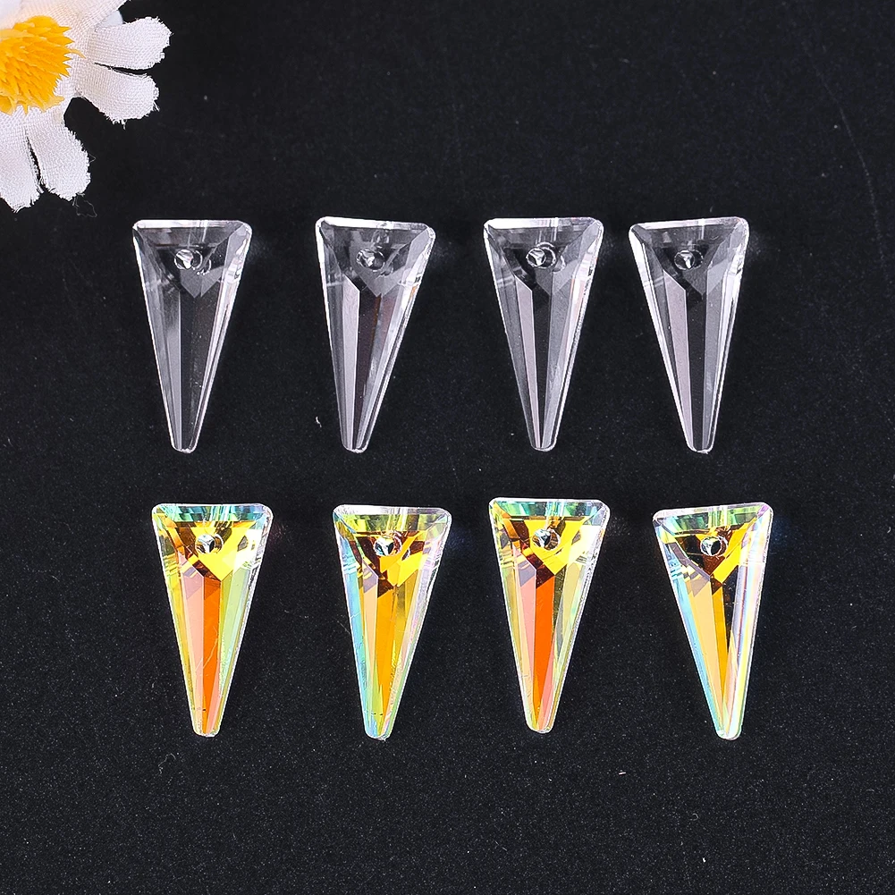 5 PCS Crystal Glass Triangular Pendant Clear Geometric Beads for Chandelier Parts DIY Home Wedding Party Decorations