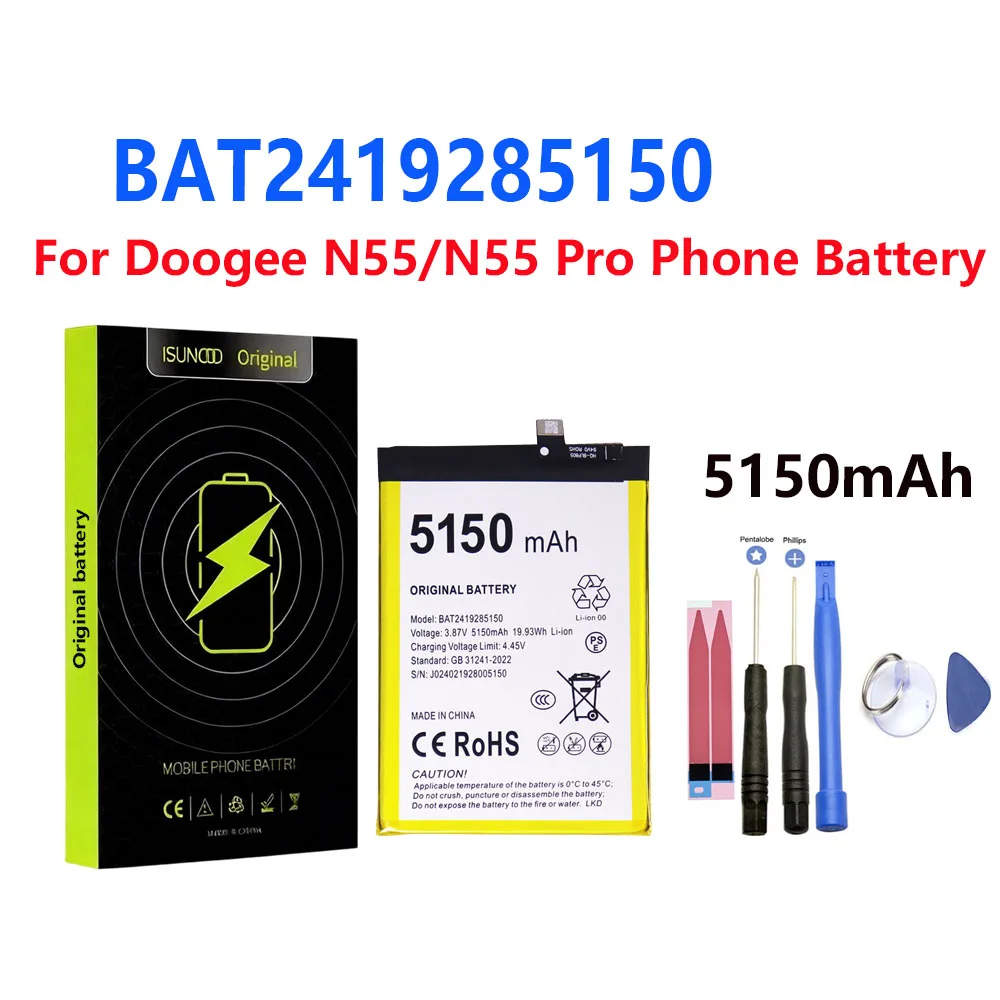 ISUNOO New BAT2419285150 3.87V 5150mAh Mobile Phone Battery For DOOGEE DK10 N55 N55 Pro