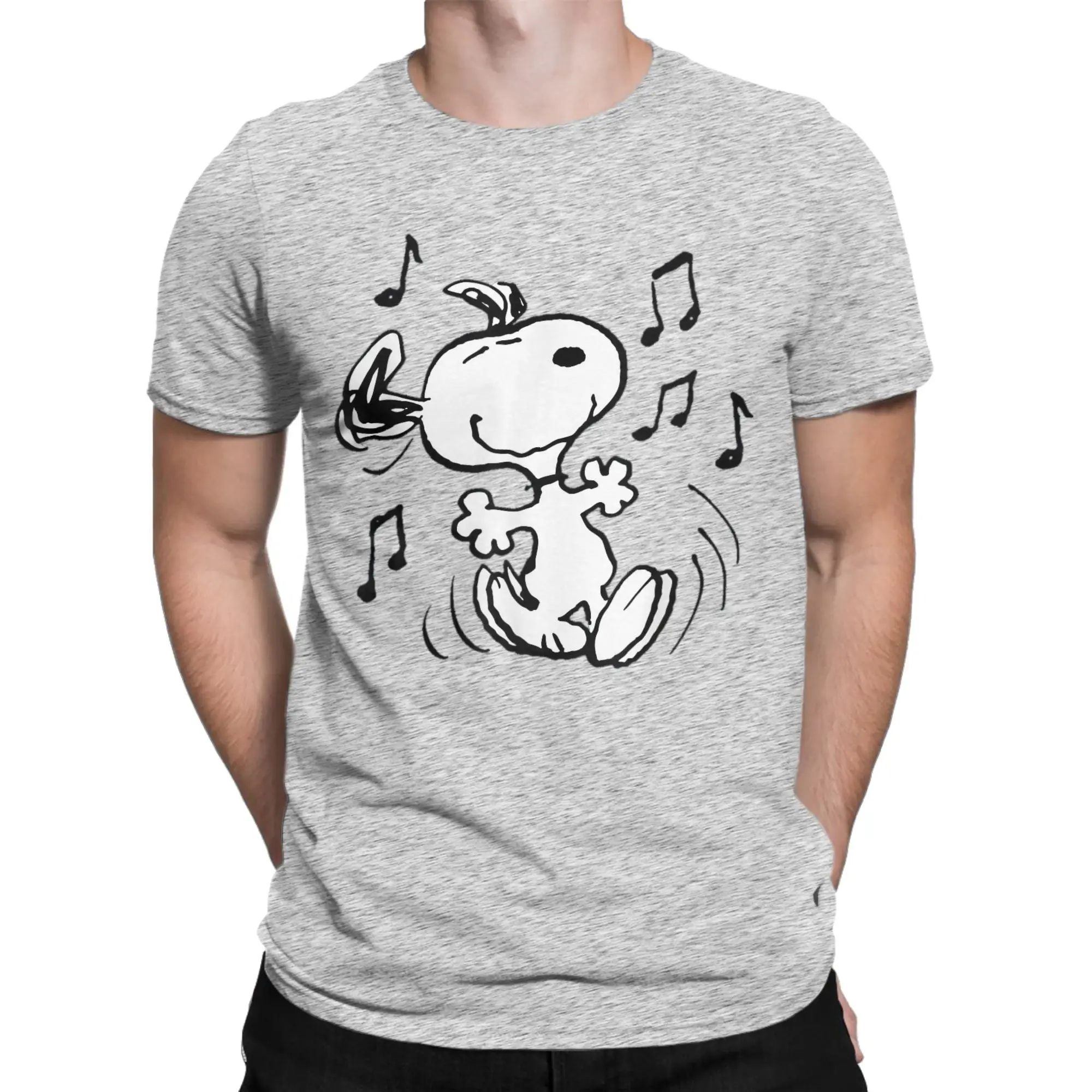 Casual Peanuts Snoopy Dancing T Shirt For Men Women Round Neck Short Sleeve Top Tee  Cotton Summer Tops