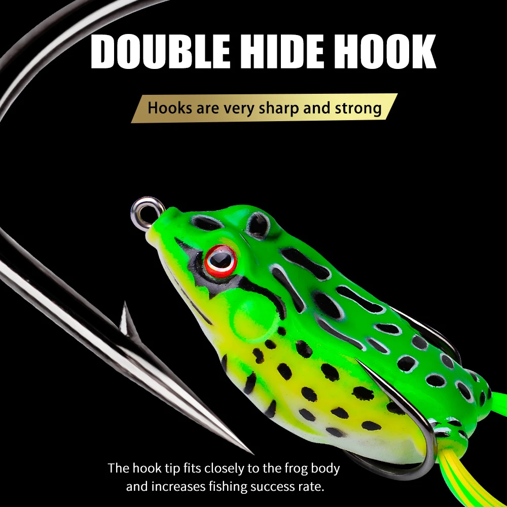 

1 Pcs 5cm Frog Lure Soft Tube Bait Plastic Fishing Lure with Fishing Hooks Top Water Ray Frog Artificial 3D Eyes