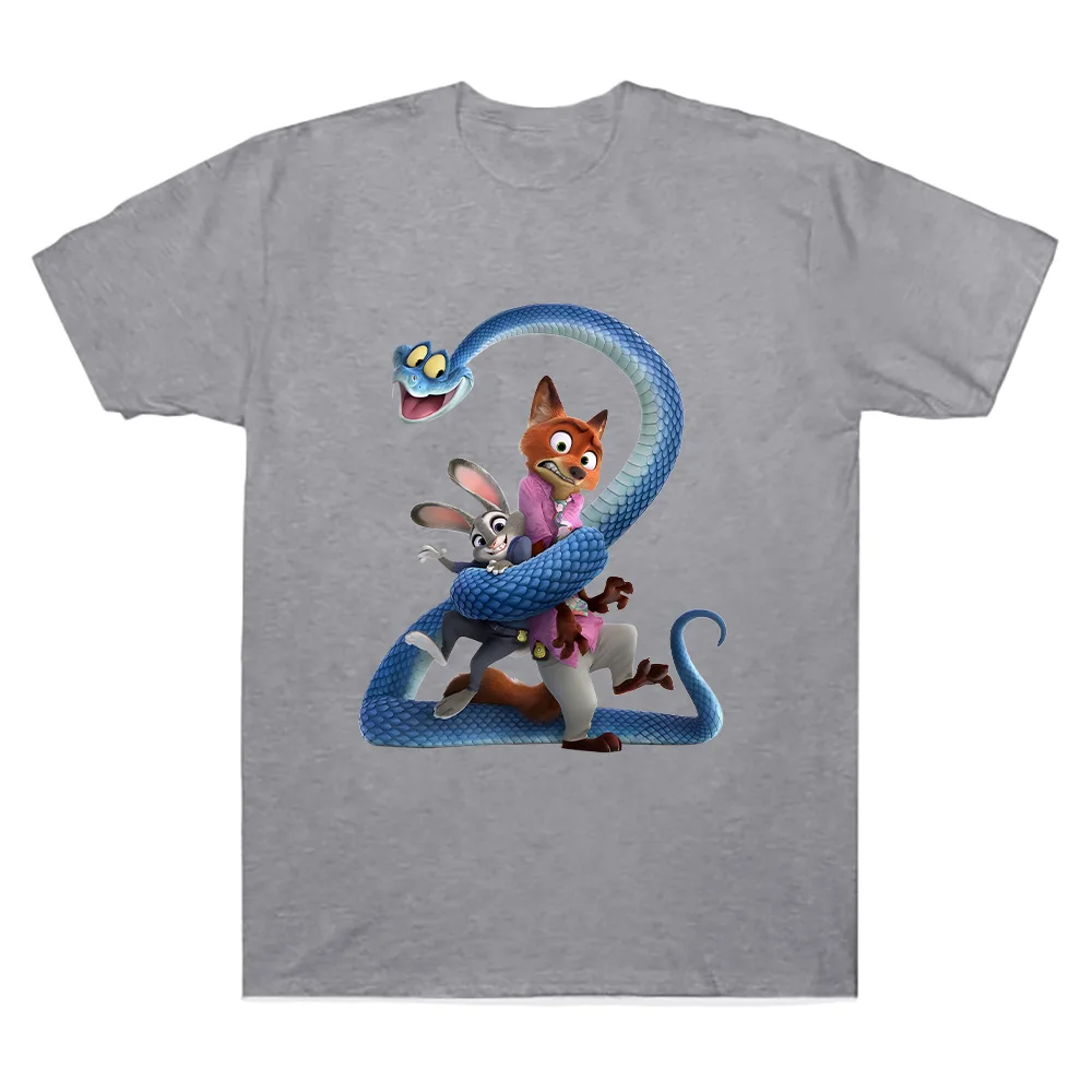 Zootopia 2 الحيوان تي شيرت نيك وايلد وجودي هوبس عطلة الأسرة المحملة للرجال النساء ملابس علوية من القطن الخالص الجولة الرقبة ملابس مريحة