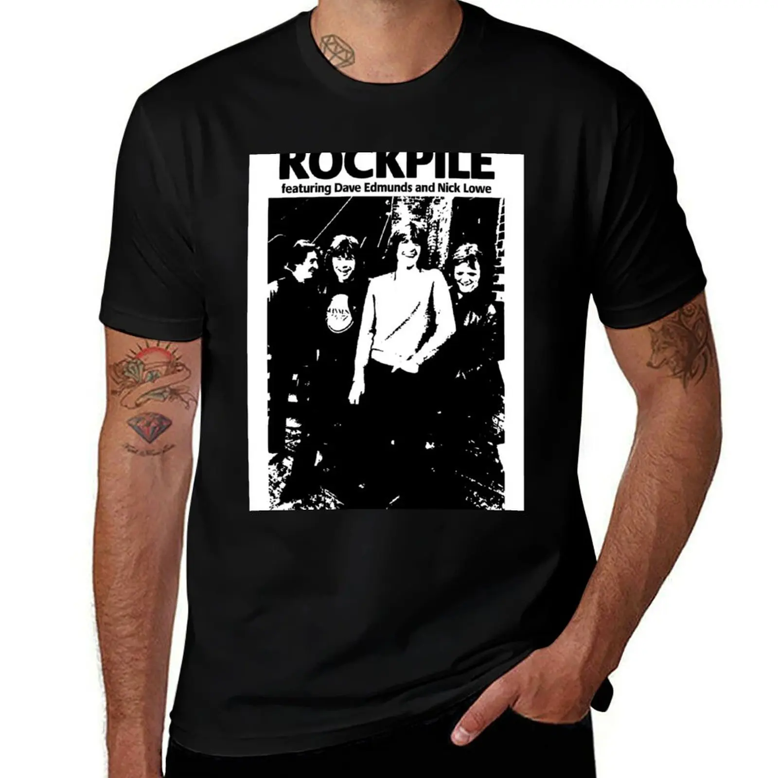 ROCKPILE NICK LOWE DAVE EDMUNDS PUBROCK PUB ROCK SUPER COOL T-Shirt T-Shirt baggy shirts sports fans Men's cotton t-shirt