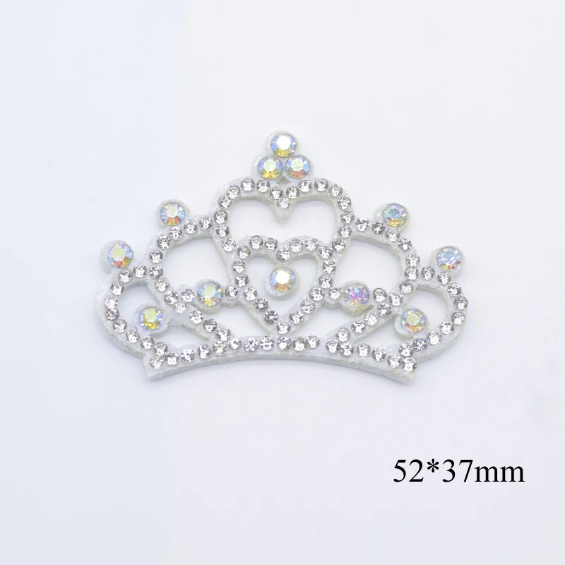 10Pcs White Padded Multiple Shaped Crown Rhinestone Applique for DIY Headwear Hair Bow Accessories Clothes Crafts Decor Patches