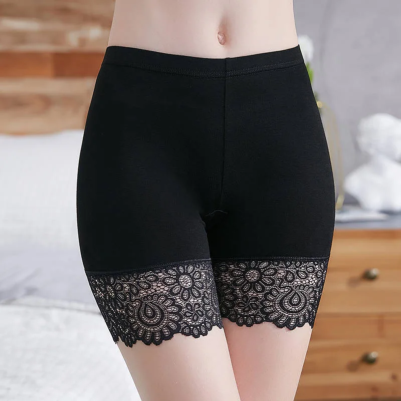 1pcs Women Modal Safety Pants Prevent Light Leakage Shorts High Waist Panties Stretch Underware Lace Safety Short Pants