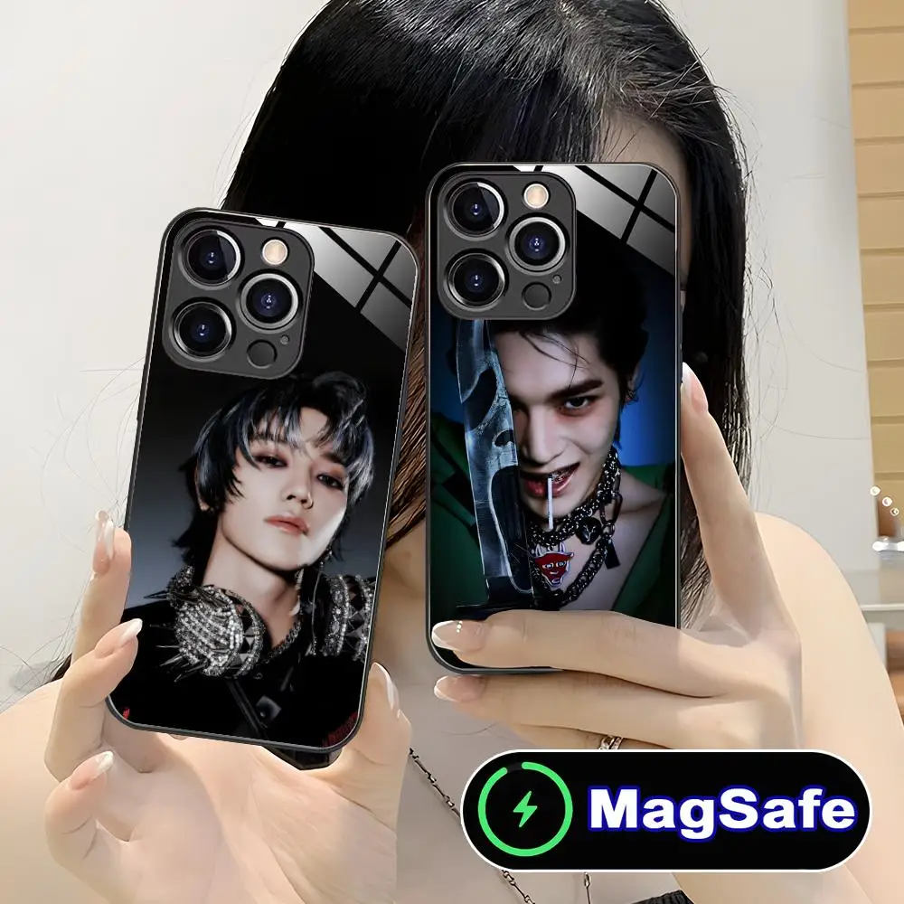 

Чехол для мобильного телефона KPOP Taeyong для iPhone 16, 15, 14, 13, 12, 11 Pro Max Plus Mini MagSafe, стеклянный цветной чехол для мобильных телефонов