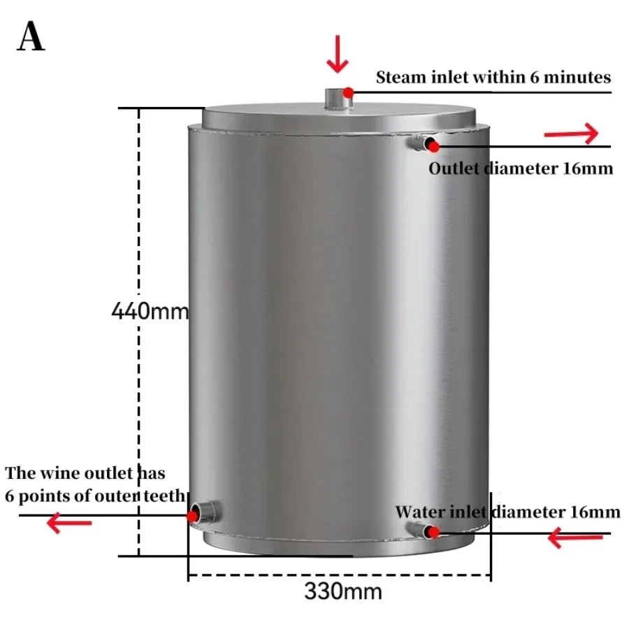 38L Coil Cooler 330*450mm Heat Exchanger Tube Array Cold And Hot Water Distilling Equipment 304 Stainless Steel