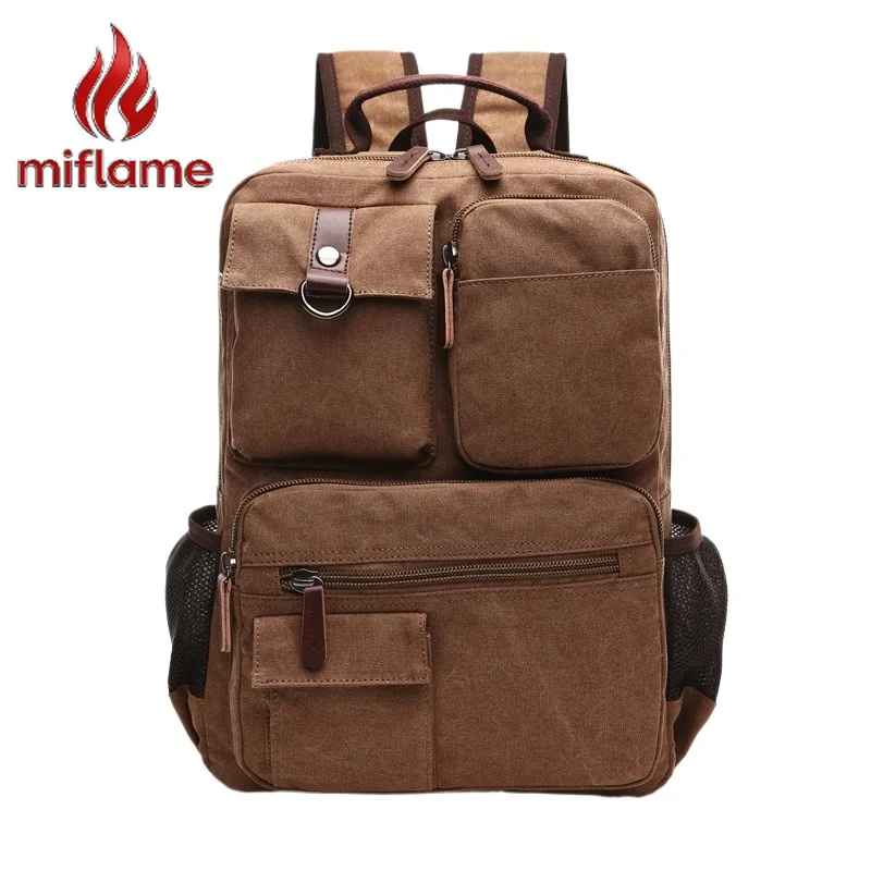 Men's Canvas Backpack Fashion Trendy Style for Laptop Travel School College Student Rucksack