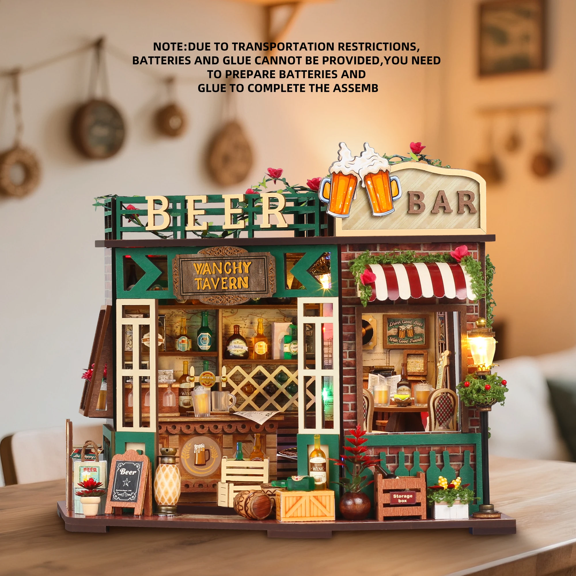 DIY Tavern Casa Holz Miniatur Modellbausatz 3D Puzzle Puppenhäuser mit Möbel Puppenhaus für Freunde Geburtstagsgeschenke
