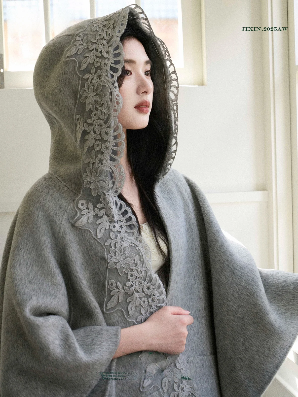 

Двусторонняя шерстяная толстовка-куртка Beverly с вышивкой и кружевом, утепленное пальто с капюшоном, Pure E-commerce S