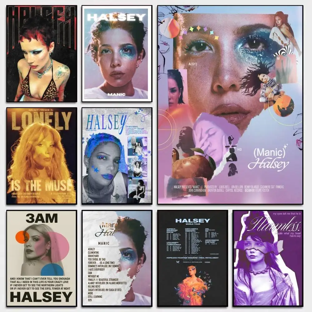 P-Pop-Singer-H-halsey DIY Sticky Poster Whitepaper Prints Posters Artwork Vintage Decorative Painting