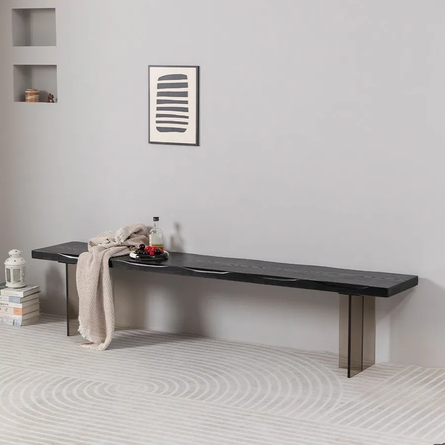 

Nordic household solid wood bench simple bench log acrylic dining chair convenient Internet celebrity shoe stool