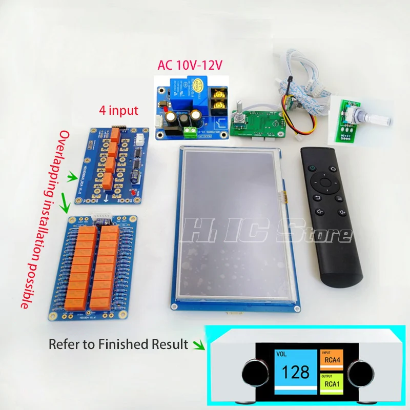 7 inch Colour Screen HiFi Infrared Remote Control Volume Control Adjust Board Amplifier Preamp Motor Relay Potentiometer