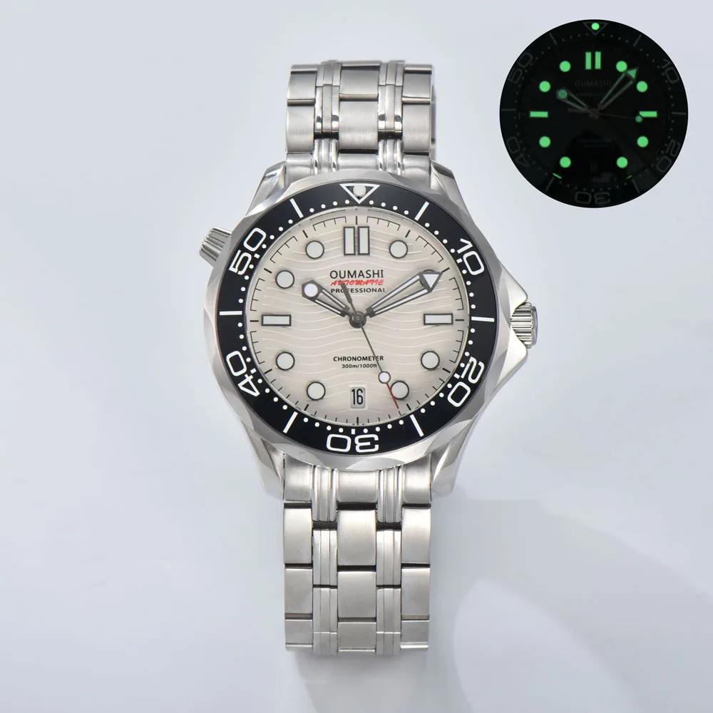 Orologio automatico NH35 da uomo di lusso da 42 mm con cassa in cristallo di zaffiro e movimento automatico NH35 autentico giapponese può personalizzare il logo