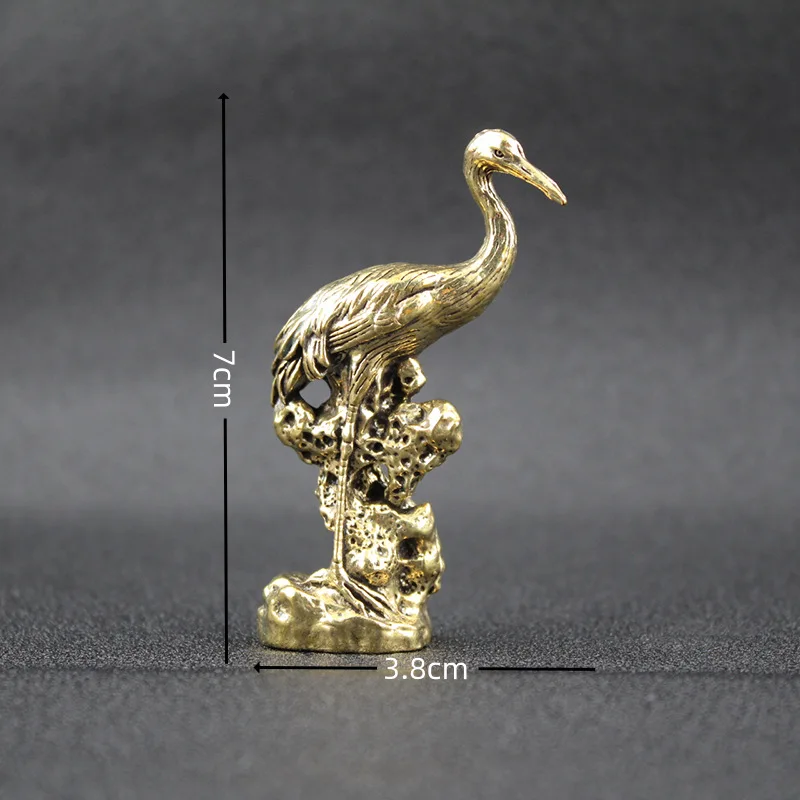 Pure Brass Red-crowned Crane Copper Desktop Ornament Home Decoration Craft m877
