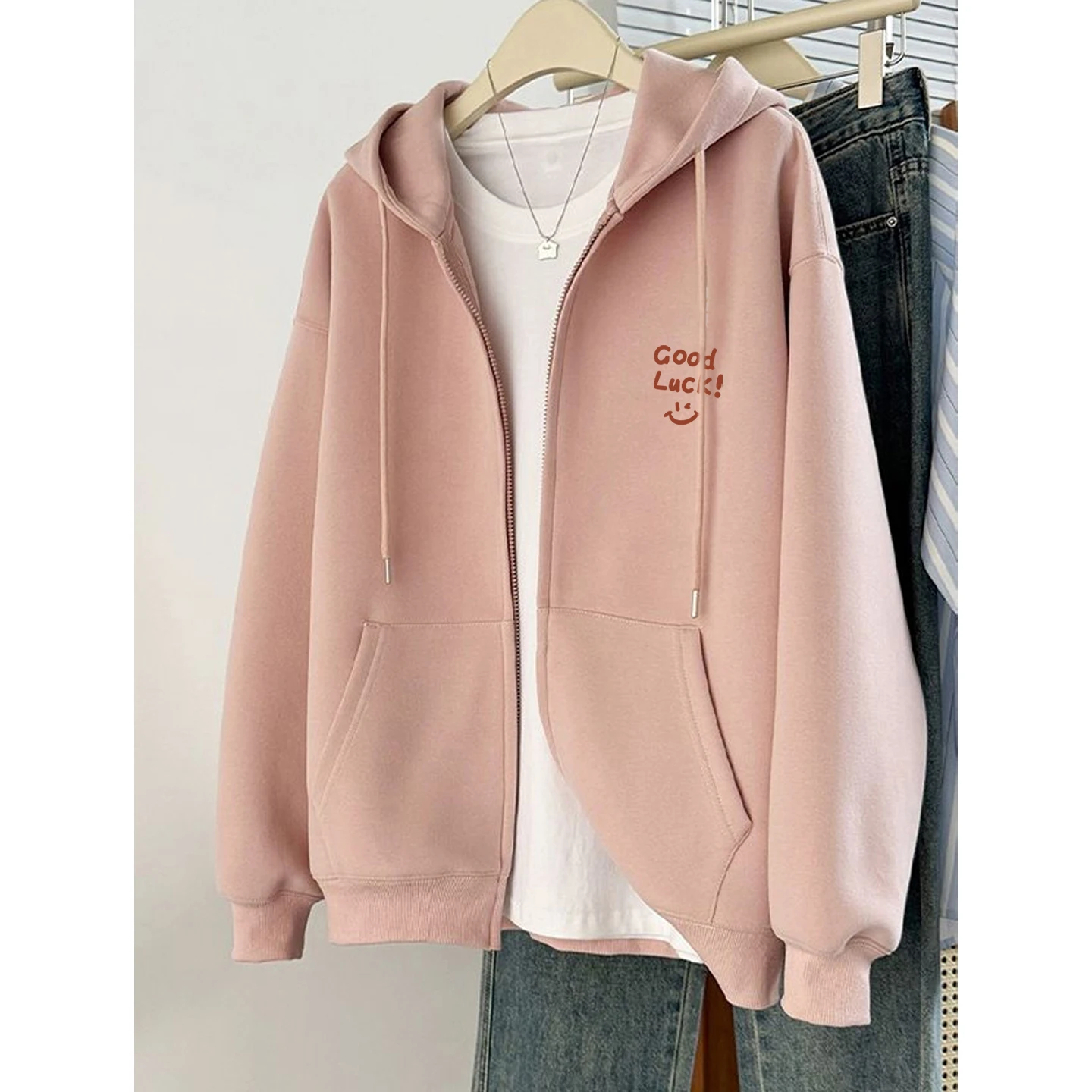 plus Size Hoodie Women's Thiened Fce Oversize Lazy Sle Open Cardigan Coat Korean Sle Long Sve Zipper Closure