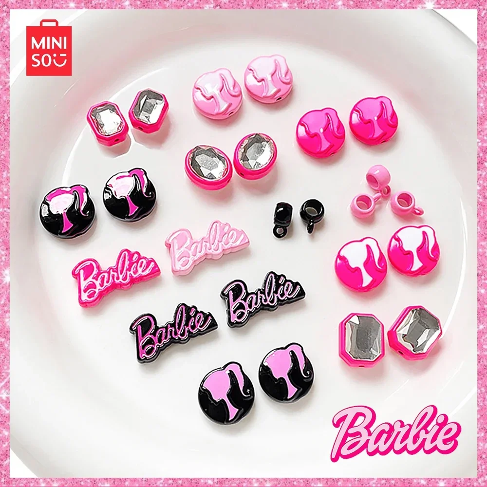 2024 Miniso 10Pcs Barbie Powder Alloy Bead Separation Beads Diy Handmade Bracelet Necklace Phone Chain Bead Accessory Halloween