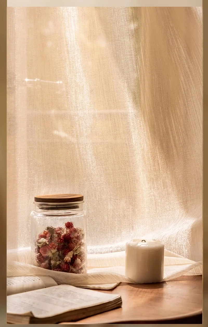 French Luxury Golden Sheer Curtain for Party Living Room Bedroom Window Home Decor Custom Size Sparkling curtains  yarn