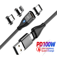 100W Magnetic USB Type C Cable 5A Fast Charging Micro Type C Cable For Macbook Samsung Xiaomi iPhone Magnet Charger Wire Cord