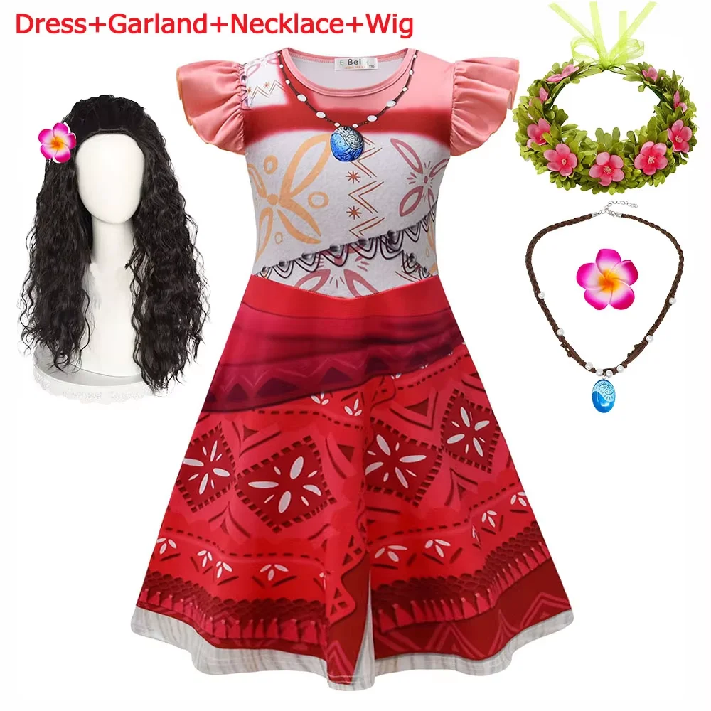 Vestido de Princesa Vaiana de Verano con Estampado 3D, Vestido Informal para Niñas Pequeñas, Disfraz de Vaiana para Juego de Roles, Viaje a Wonderland, Nuevo, de 2 a 10 Años