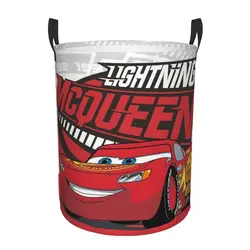 Custom Lightning McQueen Cartoon Laundry Basket Collapsible Clothes Hamper for Baby Kids Toys Storage Bag