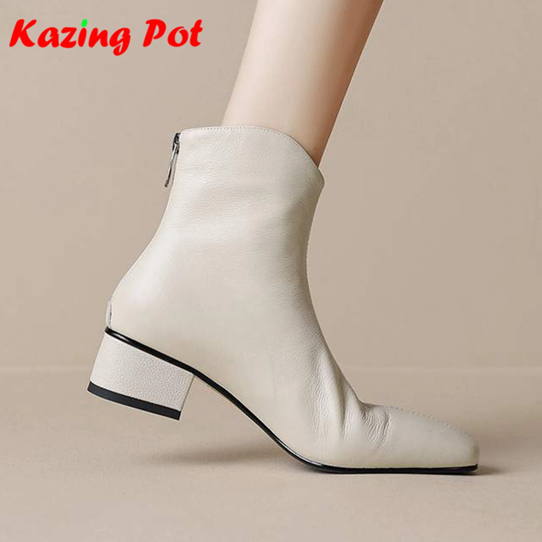 

Krazing Pot Genuine Leather Med Heels Chelsea Boots Concise Style Winter Autumn Vintage High Quality Beauty Women Ankle Boots