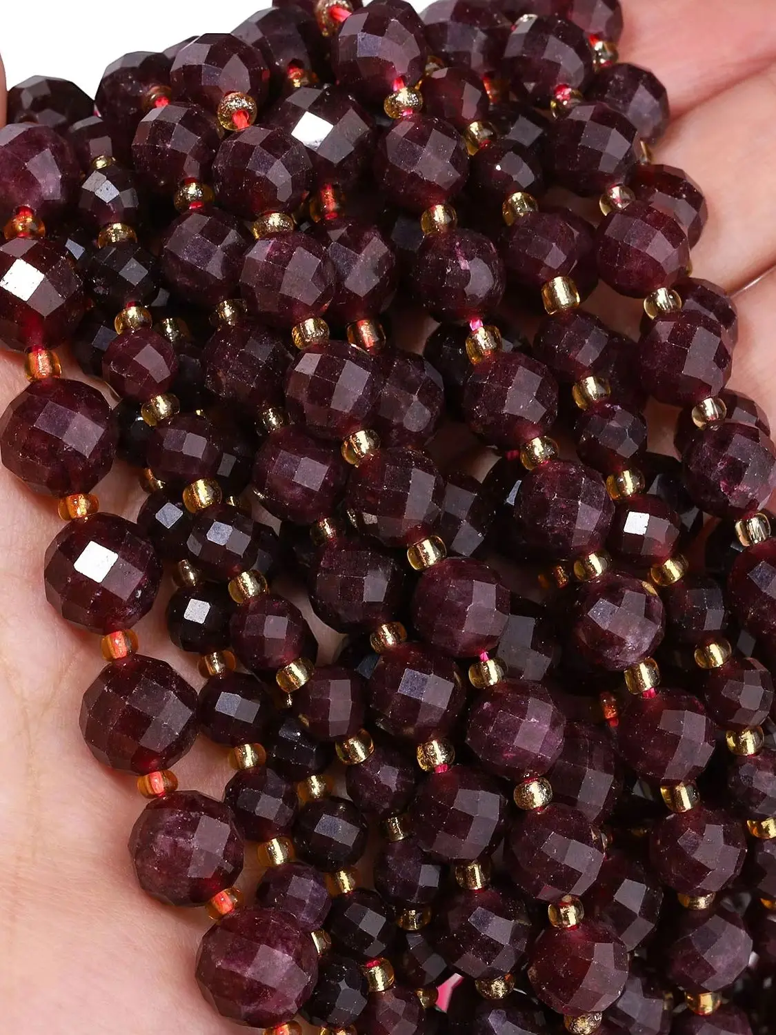 Koraliki fasetowane okrągłe 6 8 10mm z naturalnego granatu do wyrobu biżuterii, bransoletek DIY, naszyjników, akcesoria, 7,5 cala — 2