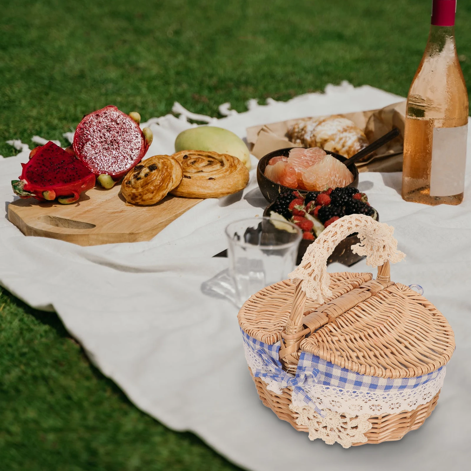 

Rattan Woven Storage Basket Square Desktop ganizer Compact Size Natural Hemp Cloth Long Lasting Home Decor Fruit Book Remote Pen