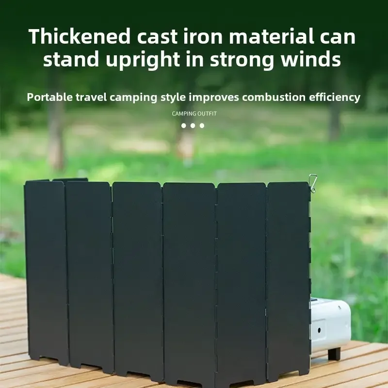 Wind Deflector Stove Head Windshield,Outdoor Foldable Portable Cassette Stove Multisided Design,Durable Metal Construction