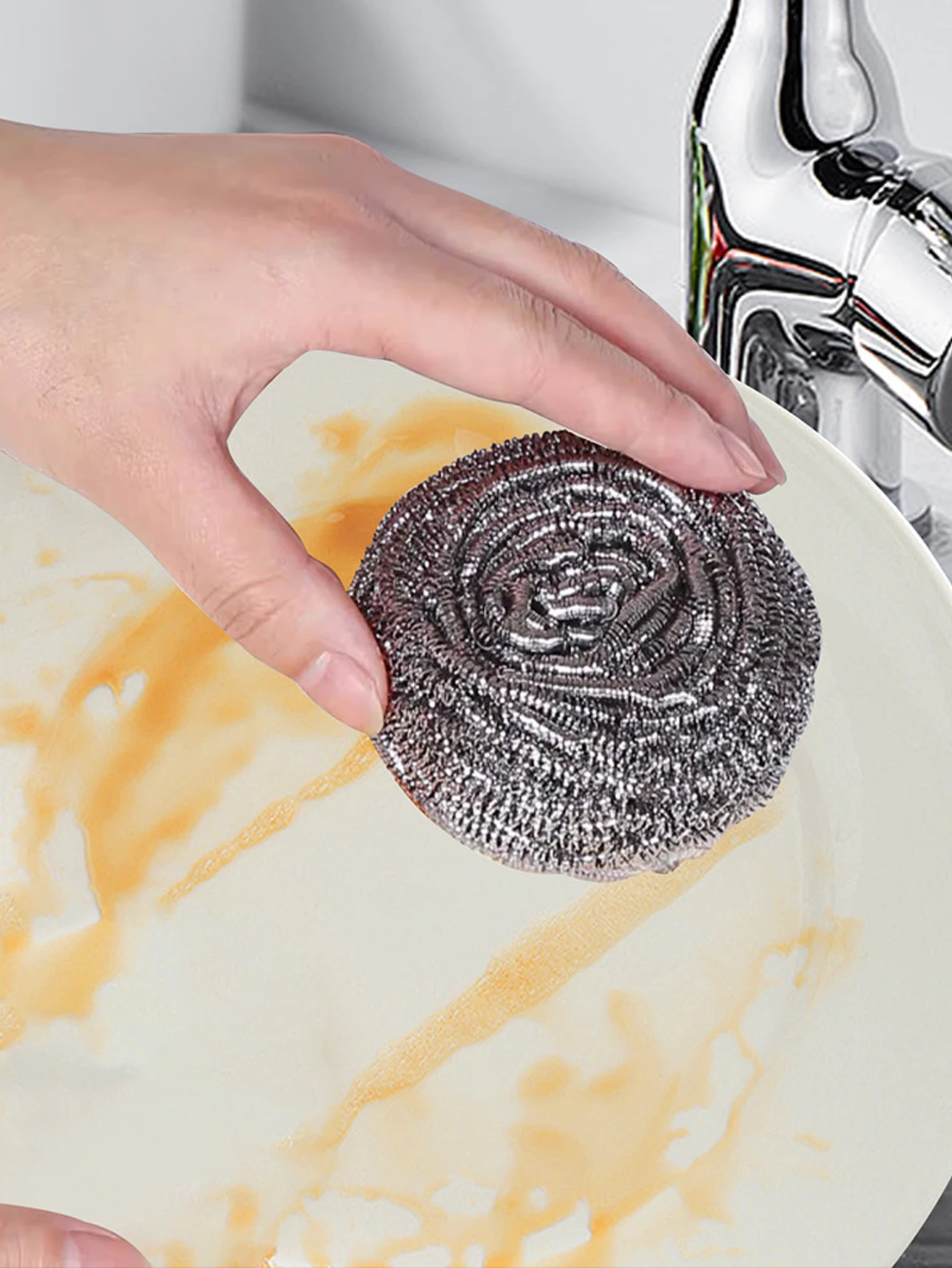 6 قطعة/الحقيبة الفولاذ المقاوم للصدأ تنظيف الكرة لغسل الصحون تنظيف الغسيل وعاء المطبخ إزالة الصدأ إزالة أدوات تنظيف الخام #6