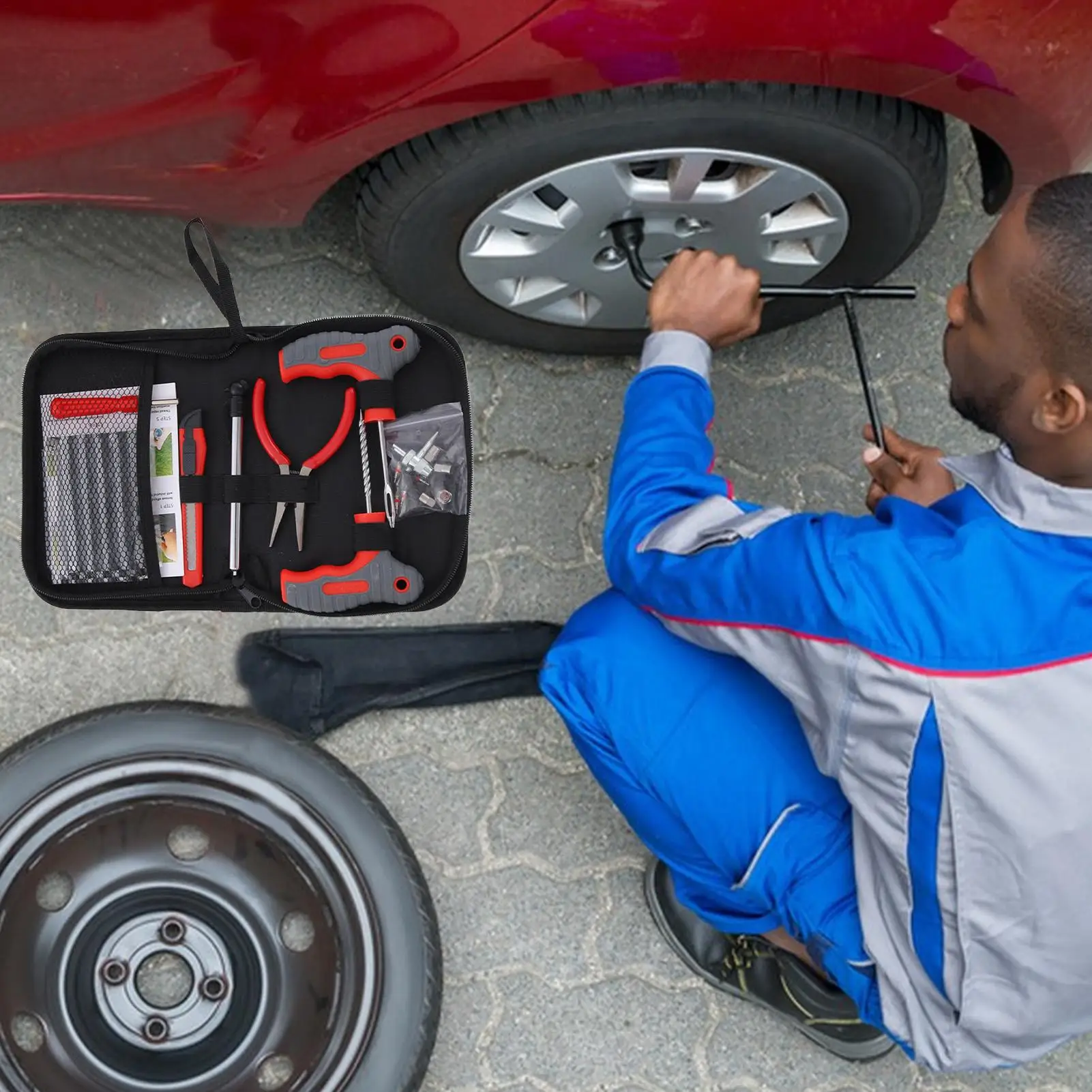 

Комплект заглушек для шин, 34 шт., комплект для ремонта мотоциклетных заплат на плоской подошве, портативные инструменты для ремонта для путешествий, ежедневных придорожных седанов, внедорожников, грузовиков, автофургонов