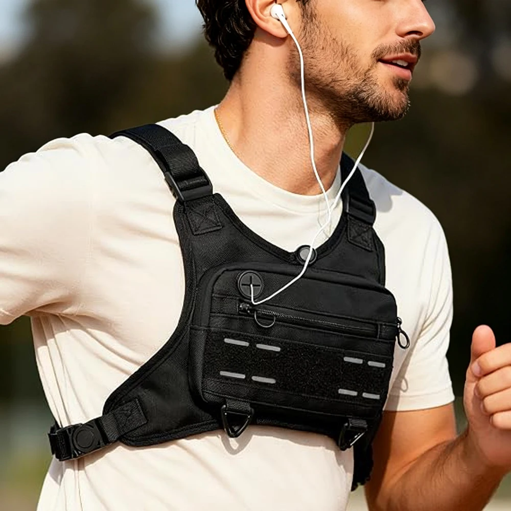 Leichte, wasserabweisende Sport-Brusttasche mit integriertem Handyfach zum Laufen, Radfahren und für den täglichen Gebrauch, für Damen und Herren. – Detail 12