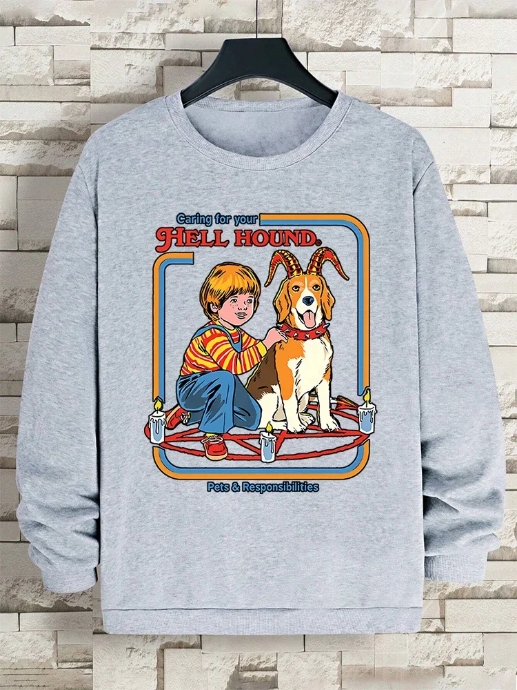 Halloween Kleidungs stück für Ihre Hölle Hound Print o Hals Sweatshirt O-Ausschnitt Pullover warme lässige Hoodies Herbst lose Sportswear Paar