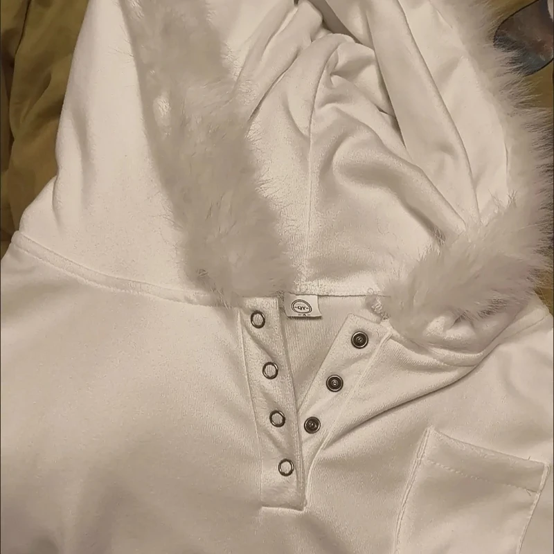 Y2K Harajuku Grunge Sexy fille chaude à capuche col de fourrure à manches longues T-Shirt haut pour femme printemps haut d'automne chemises esthétique Streetwear