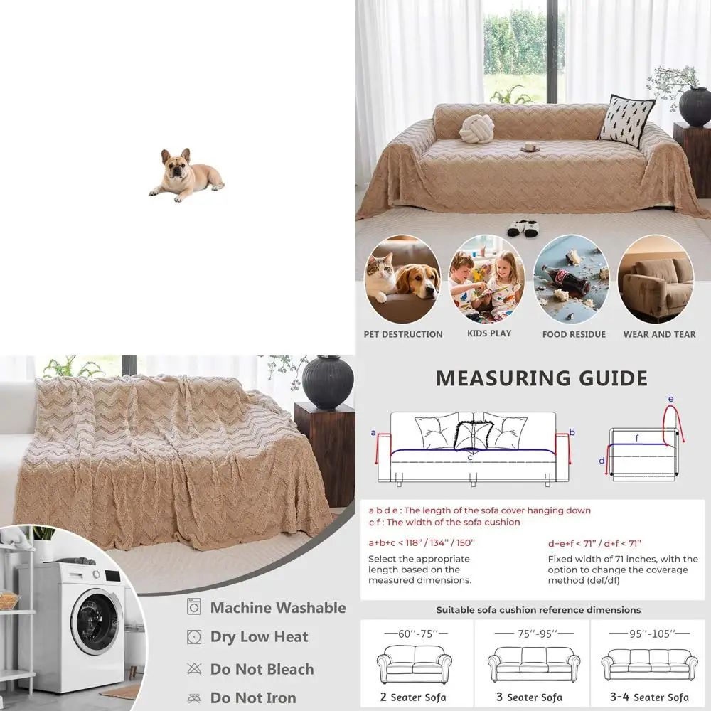 

Коричневый флисовый чехол для дивана на 3 места, 71x150 - особо прочный, устойчивый к царапинам, можно стирать в машине