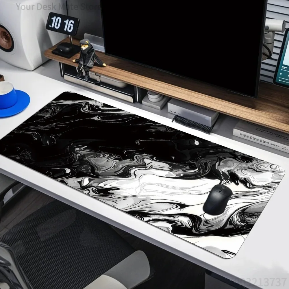 

Black and white abstract flowing background texture pattern - Laptop protection pad table mat one piece playmat tapete magic mtg