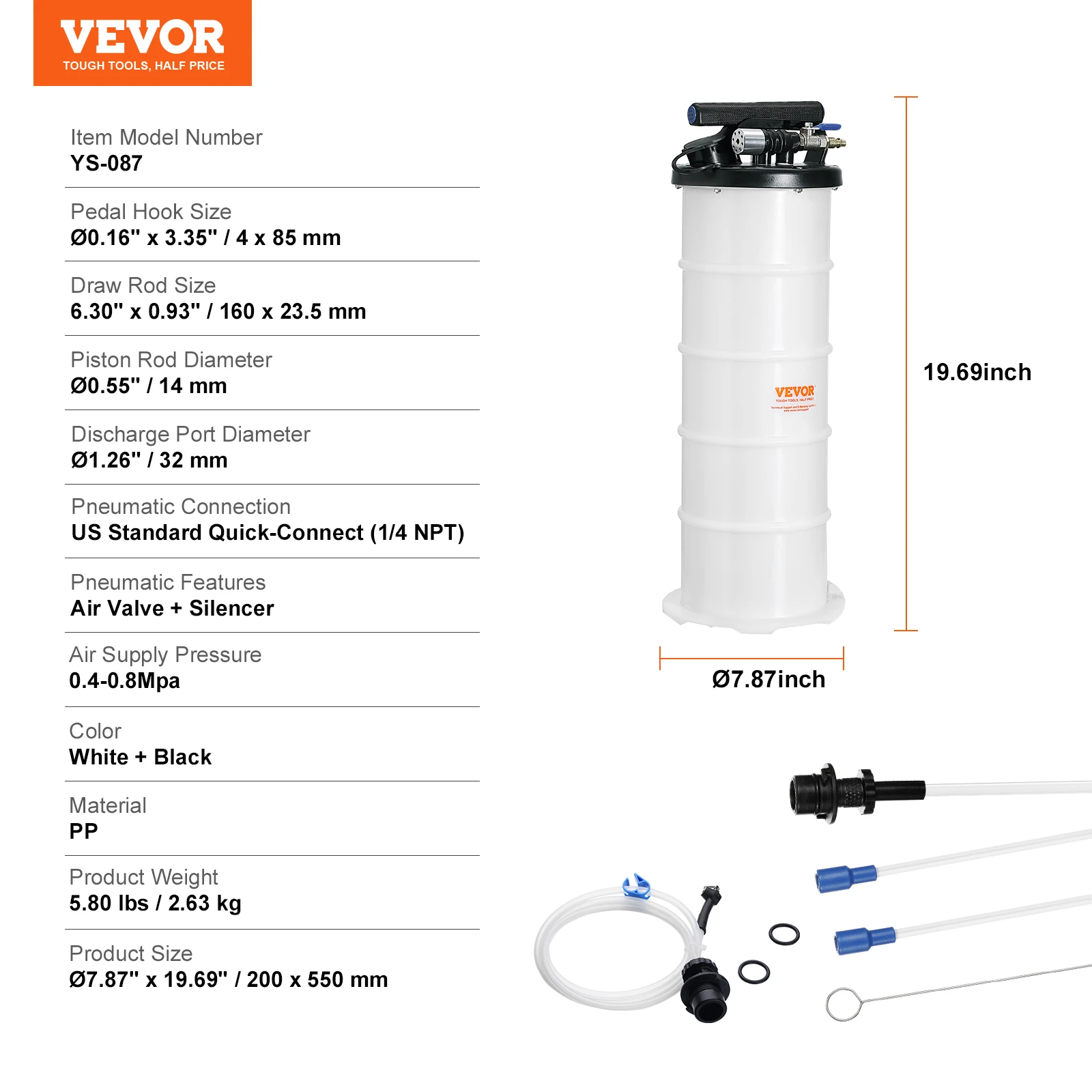 SucceBuy 6.5L/15L Pneumatische Vloeistof Extractor met Zuigslang Olie Wisselaar Brandstofpomp voor Automotive Vloeistoffen Vacuüm Evacuatie