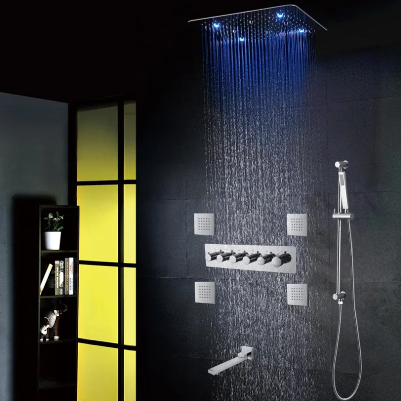 LED canopy embedded concealed shower set bathroom constant temperature multi-function