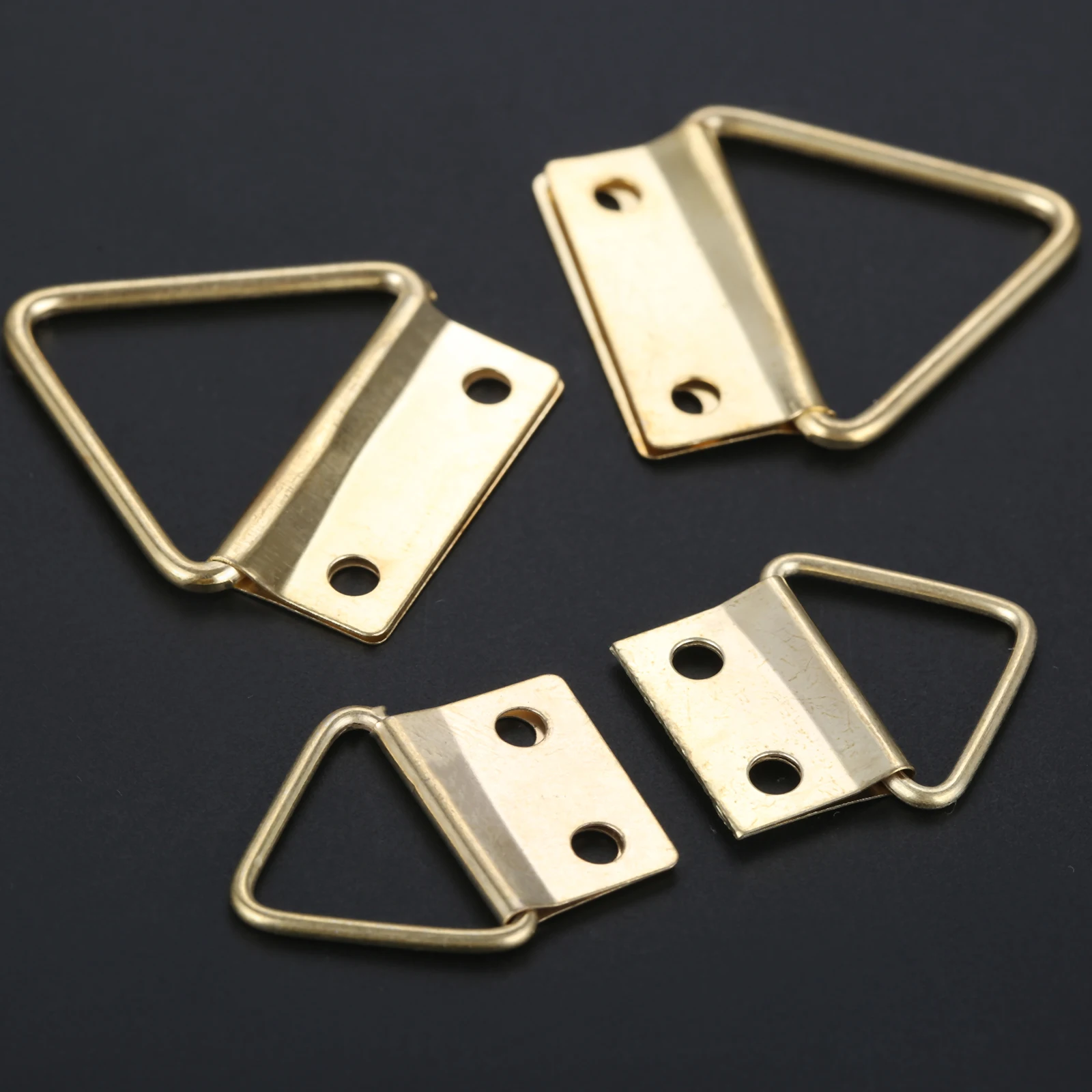 20 Pcs Oro Doppio Foro Triangolo D-Ring Hanging Picture Photo Pittura A Olio Cornice Dello Specchio Gancio di Gancio di Accessori Per Mobili