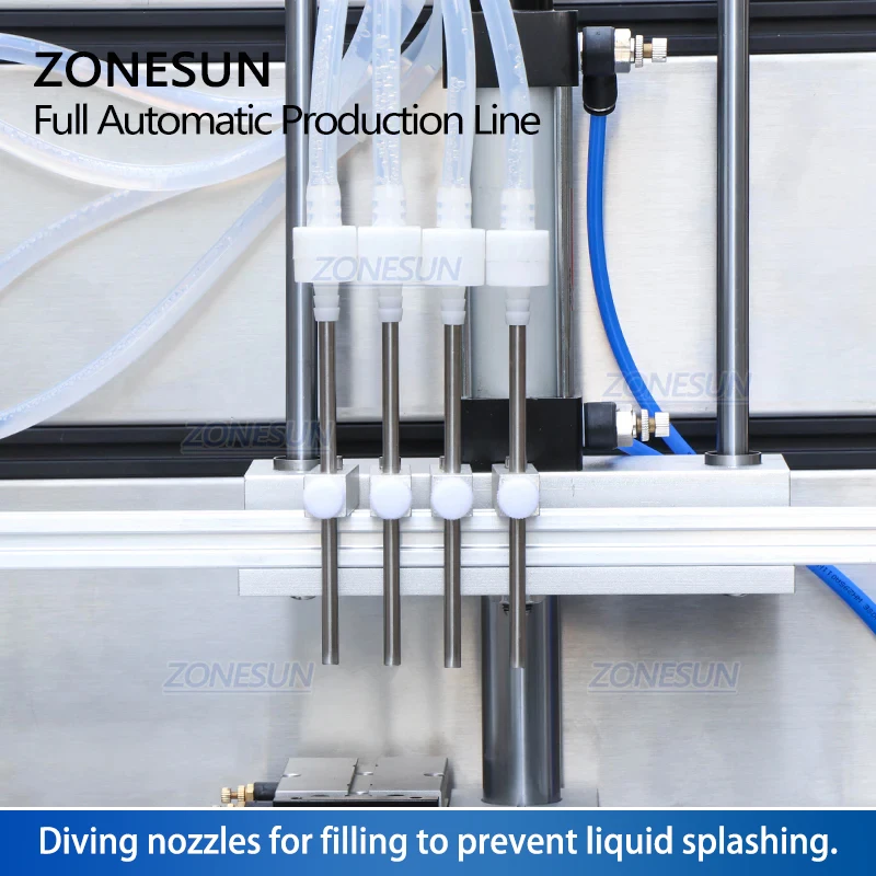 ZONESUN ZS-FAL180P10 Full Automatic Filling Capping Labeling Machine 4 Heads Cosmetic Sticker Labels Packaging Inkjet Printer