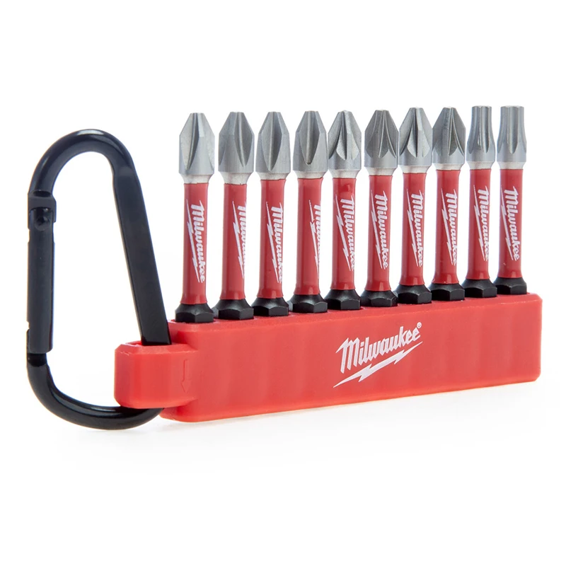 Milwaukee 4932492939 10PCS PH2 PZ2 Shockwave Impact Screwdriver Bit Set with Carabiner view 2