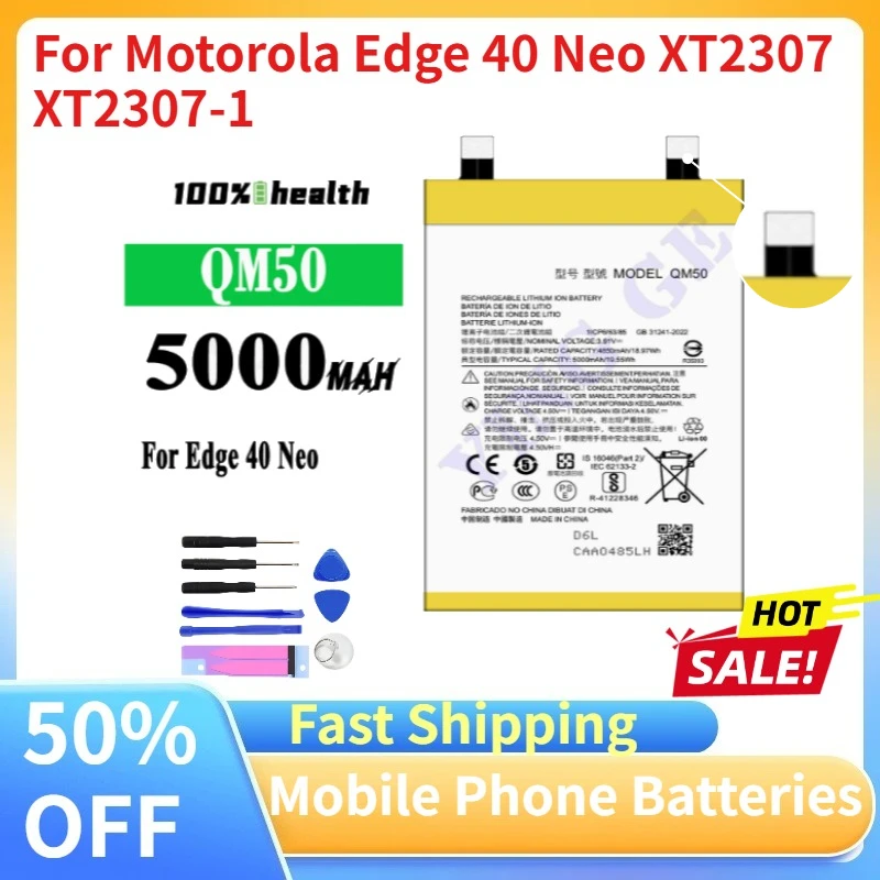 

Brand New QM50 5000mAh 3.91V Mobile Phone Battery for Motorola Edge 40 Neo XT2307 XT2307-1 Rechargeable Li-ion Batteries