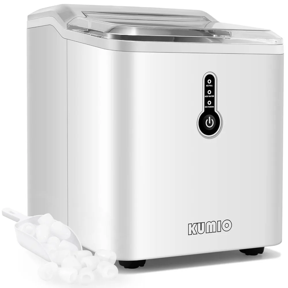 Countertop Ice Maker, 9 Thick Bullet-Shaped Ice Ready in 6-9 Mins, 26.5 Lbs in 24Hrs, Portable Ice Maker Machine