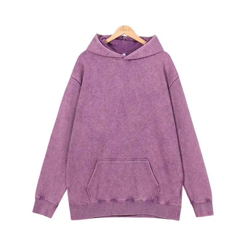 Vintage Oversized 400g Looped Pure Cotton Washed Vintage Hoodie Sweatshirt Printed Logo Custom Design Embroidered Name
