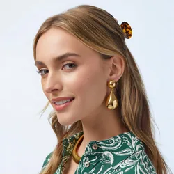 Fashion Minimalist Glossy Stainless Steel Half Ball Water Drop Pendant Earrings Charm Jewelry for Women Waterproof Gift