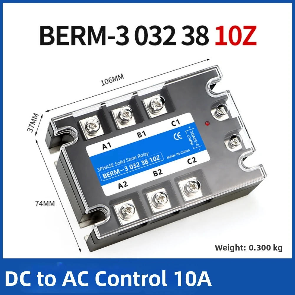 Three Phase Solid State Relay DC Trigger 3-32VDC Control Signal AC Load 24-480VAC 10A 25A 40A for Heating and Motors