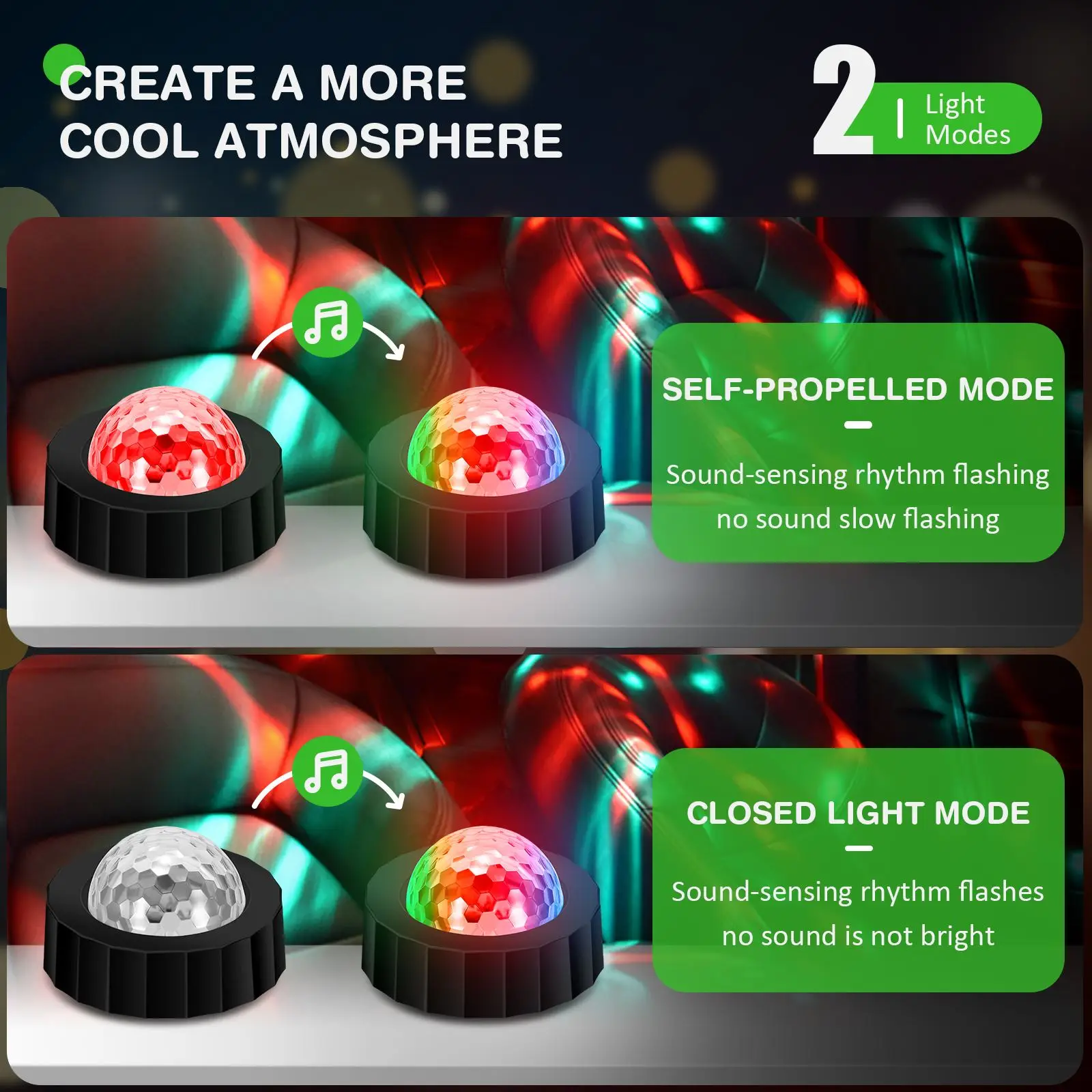 LED Disco Stage Light Portable Family Party Magic Ball USB Rechageable Colorful Light Bar Club Stage Effect Lamp Follow Music