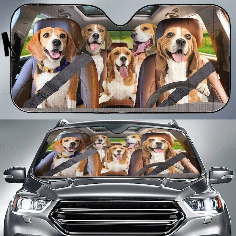 Beagle Car Sunshade, Beagle Car Decoration, Beagle Lover, Car Auto Sun Shade, Gift For Him, Funny Beagle Sunshade, Beagle Decor