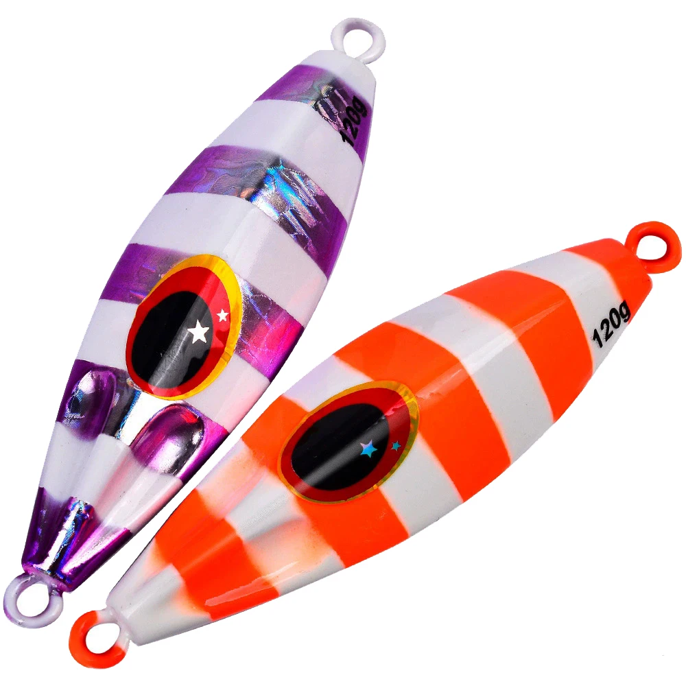 

1pcs Metal Fishing Bait 30g-120g Sinking Sea Bass Lead Jig Fish Lure 5 Color Artificial Lifelike Jigging Lure Bass Hook LF124