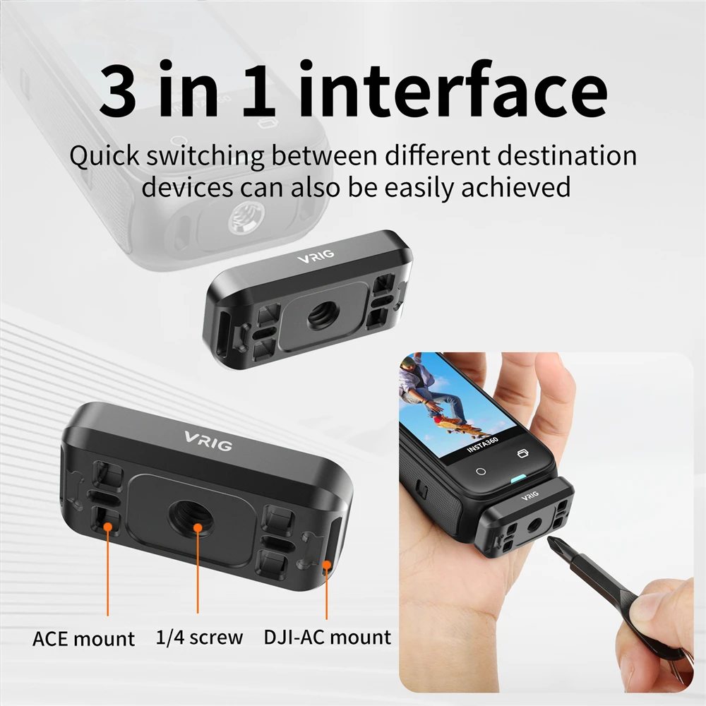 3-in-1 Quick Release Adapter for Insta360 X4 with DJI-AC and 1/4