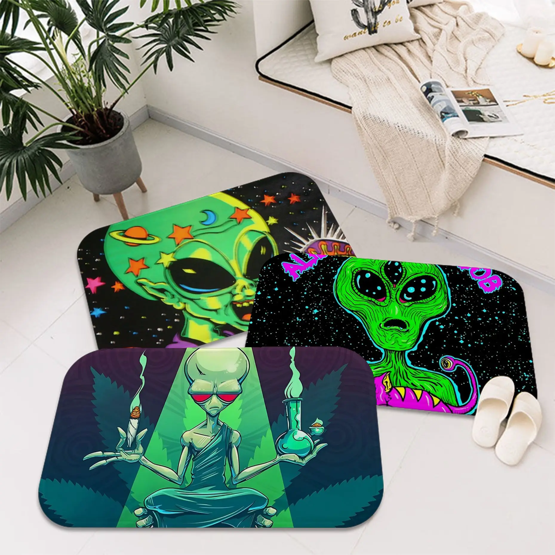 Psychedelic Alien Long Rugs Retro Multiple Choice Living Room Kitchen Rug Non-Slip Hotel Decor Mat